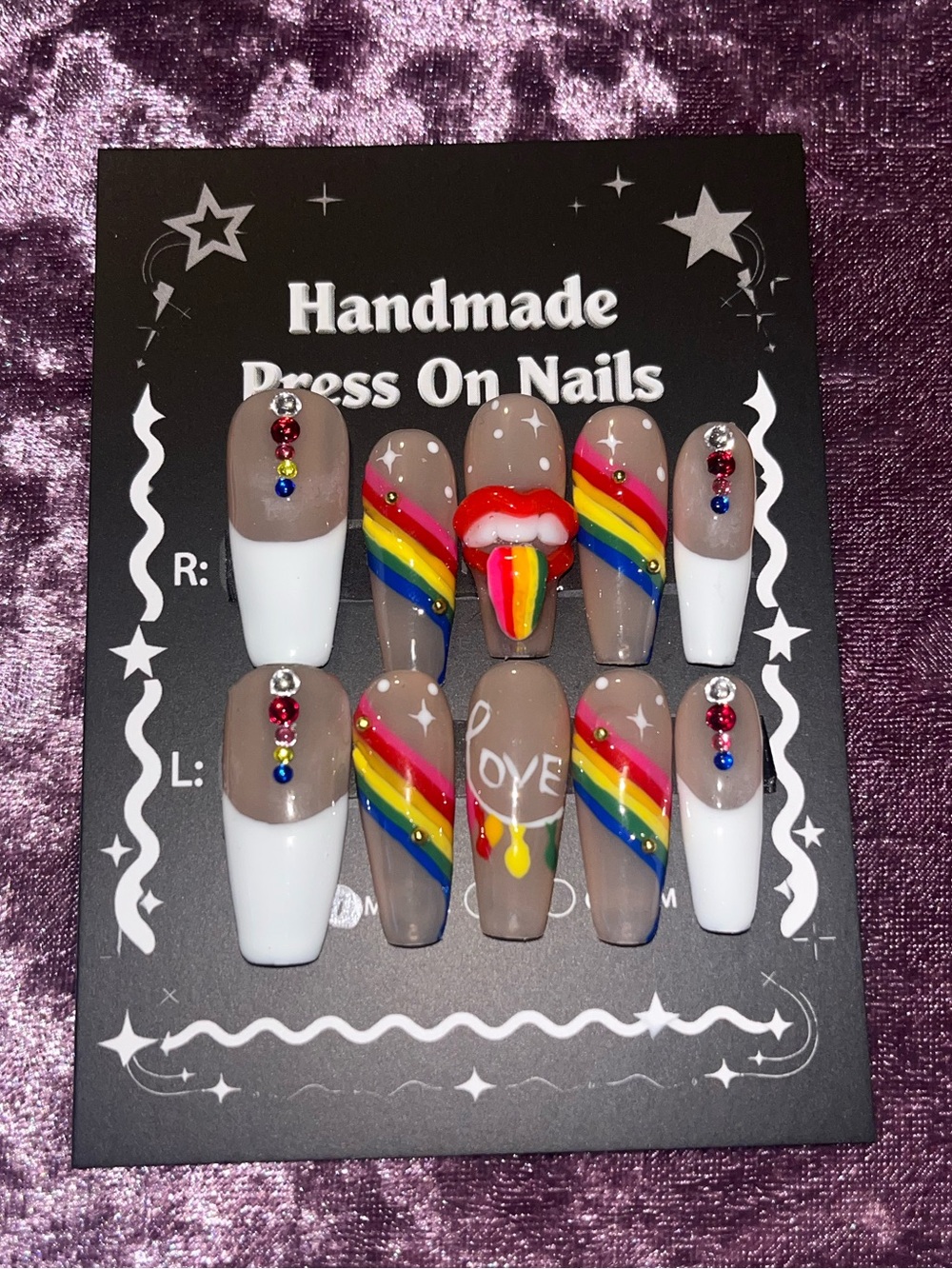 - Rainbow Love Design in Taupe & White